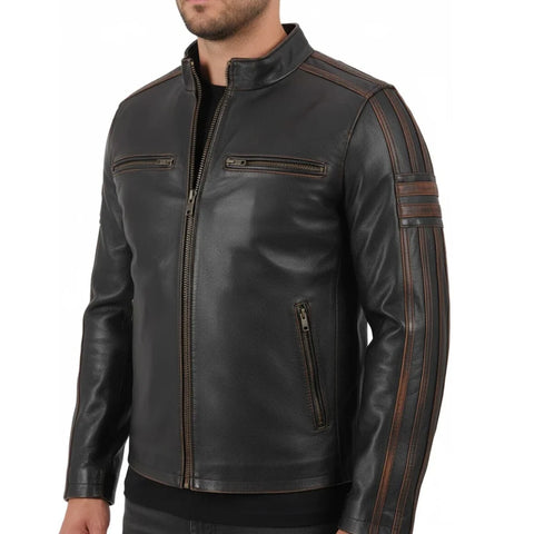 Bold Stripe Cafe Racer Jacket