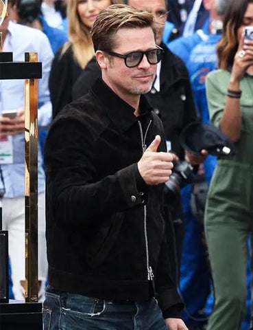 Brad Pitt F1 2025 Black Suede Jacket