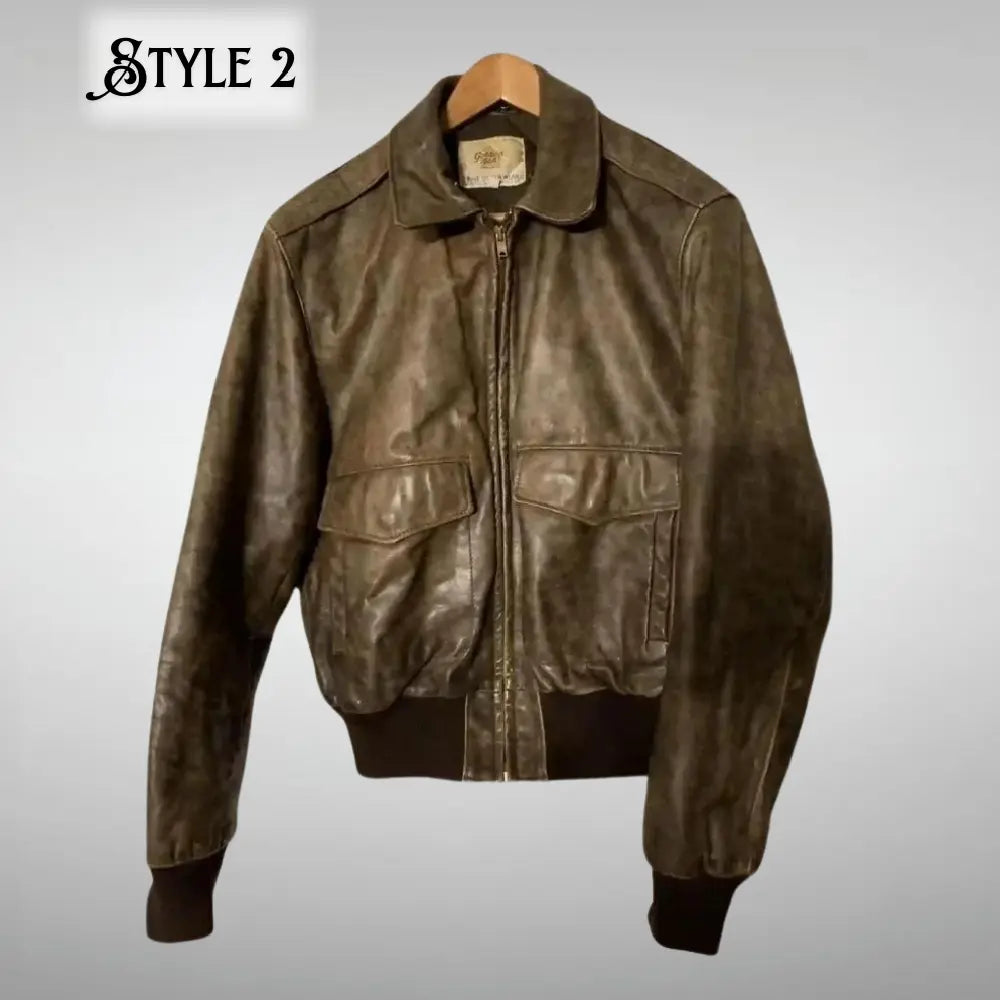 Brown Vintage Golden Bear Leather Jacket