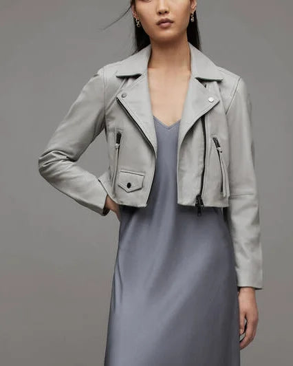 grey All Saints Elora biker jacket