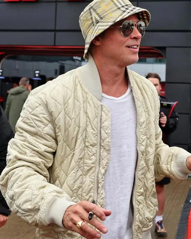 F1 2025 Brad Pitt Quilted Bomber Jacket