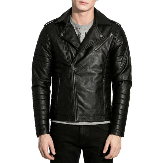 Buy black sheepskin motorcycle jacket mens biker