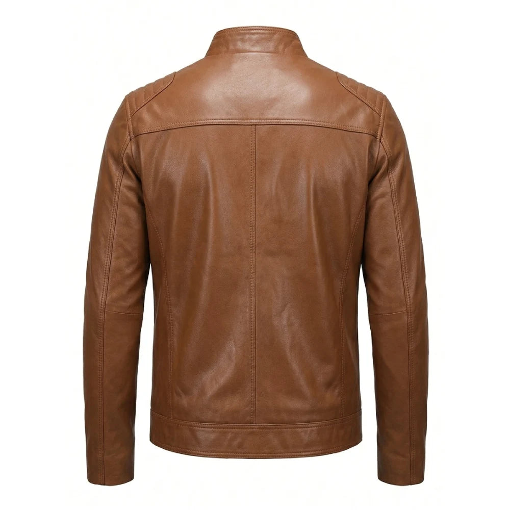 Buy brown cafe racer leather jacket mens
