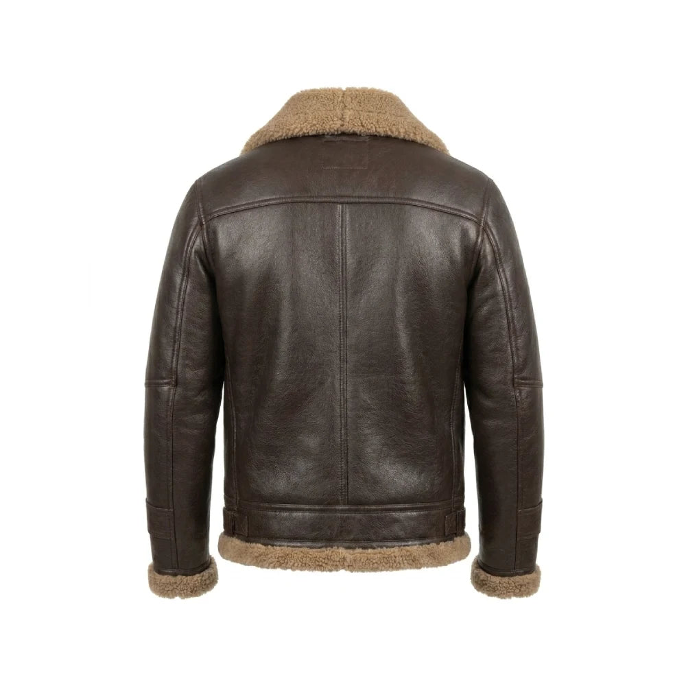 Buy mens brown real leather shearling jacket