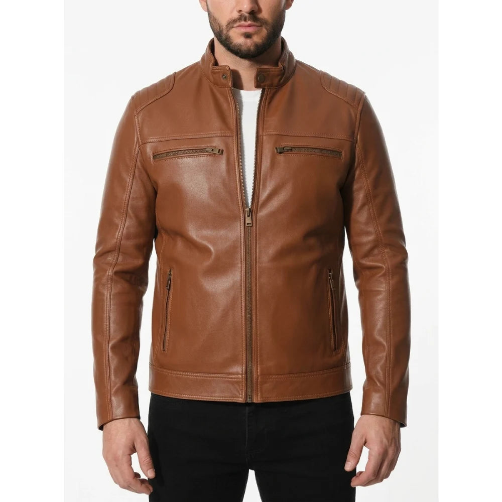 Buy mens cafe racer brown leather jacket