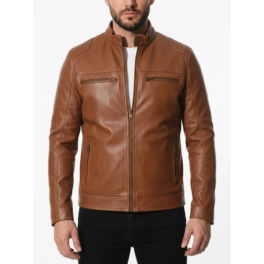 Buy mens cafe racer brown leather jacket