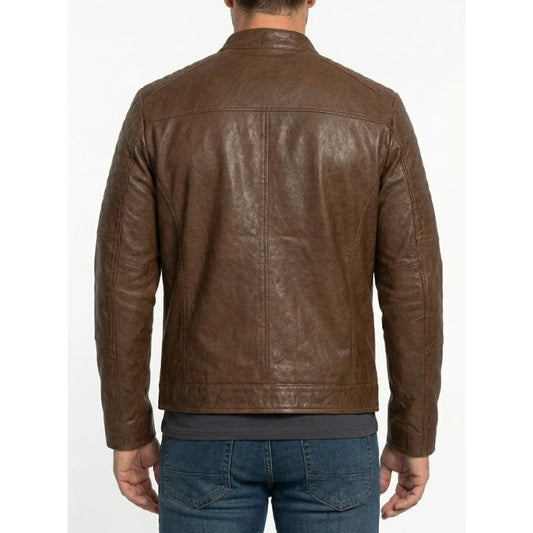 Buy mens waxed sheepskin chocolate brown leather jacket