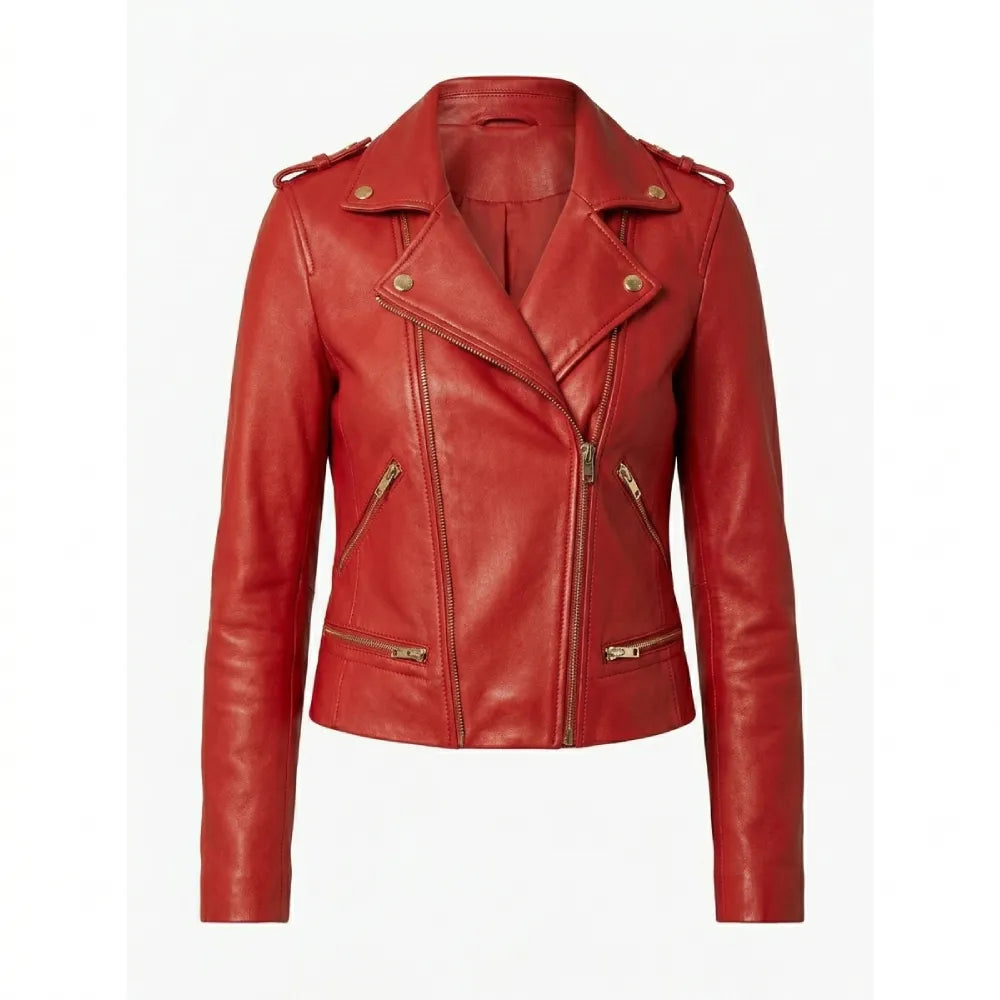Buy women red motorcycle jacket online