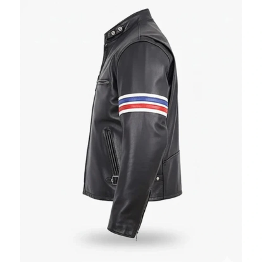 Casual Mens Striped Biker Jacket