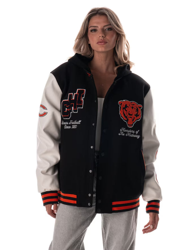 Chicago-Bears-The-Wild-Collective-Hooded-Varsity-Jacket-Black