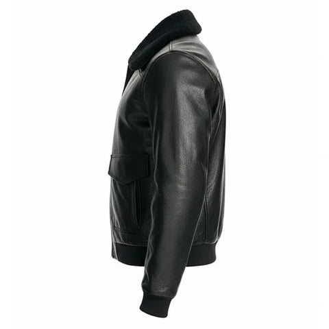 Classic Black Fur Bomber Jacket