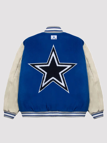 Dallas-Cowboys-GOLF-WANG-Letterman-Full-Snap-Royal-Varsity-Jacket