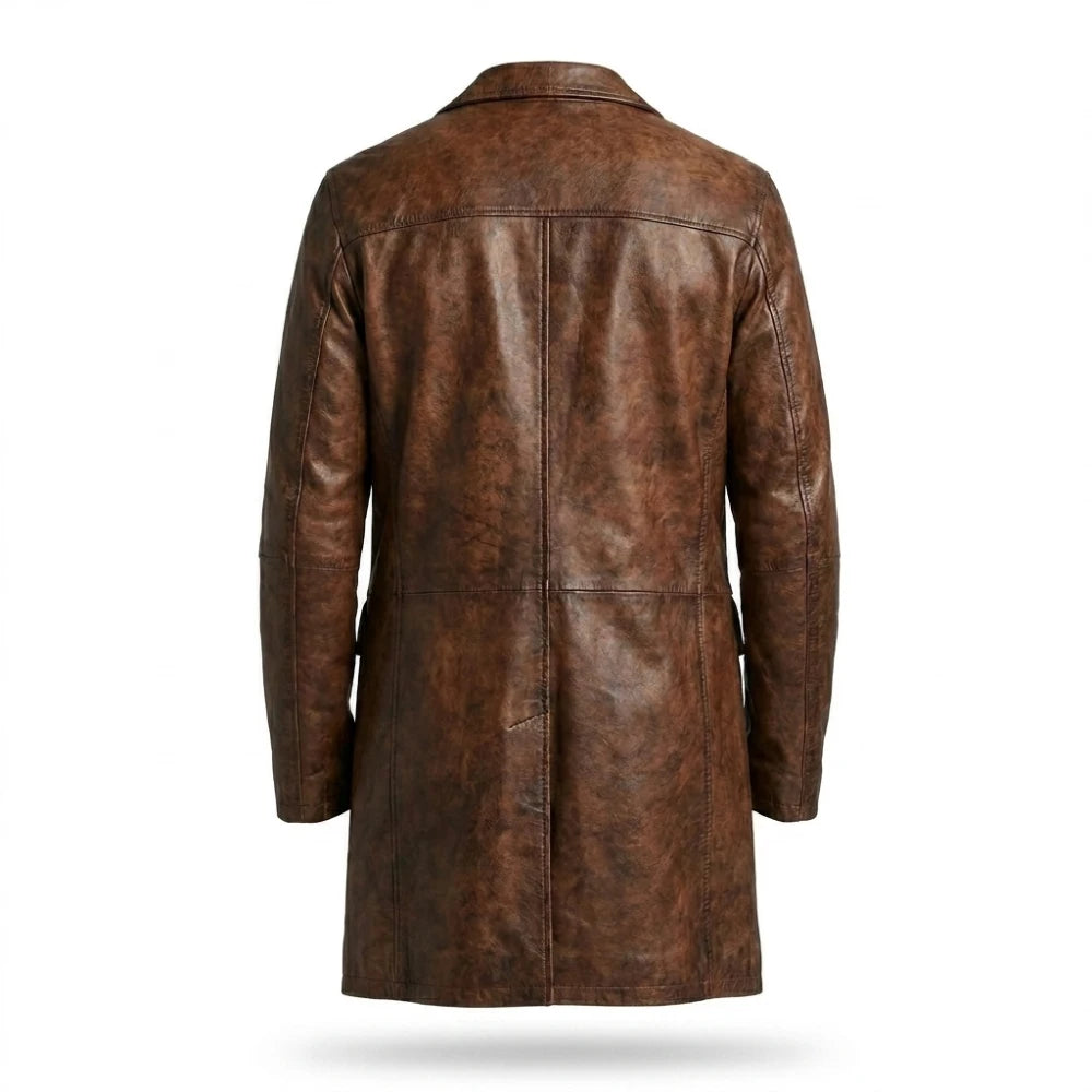 Dwayne Johnson Red Notice Brown Leather Coat