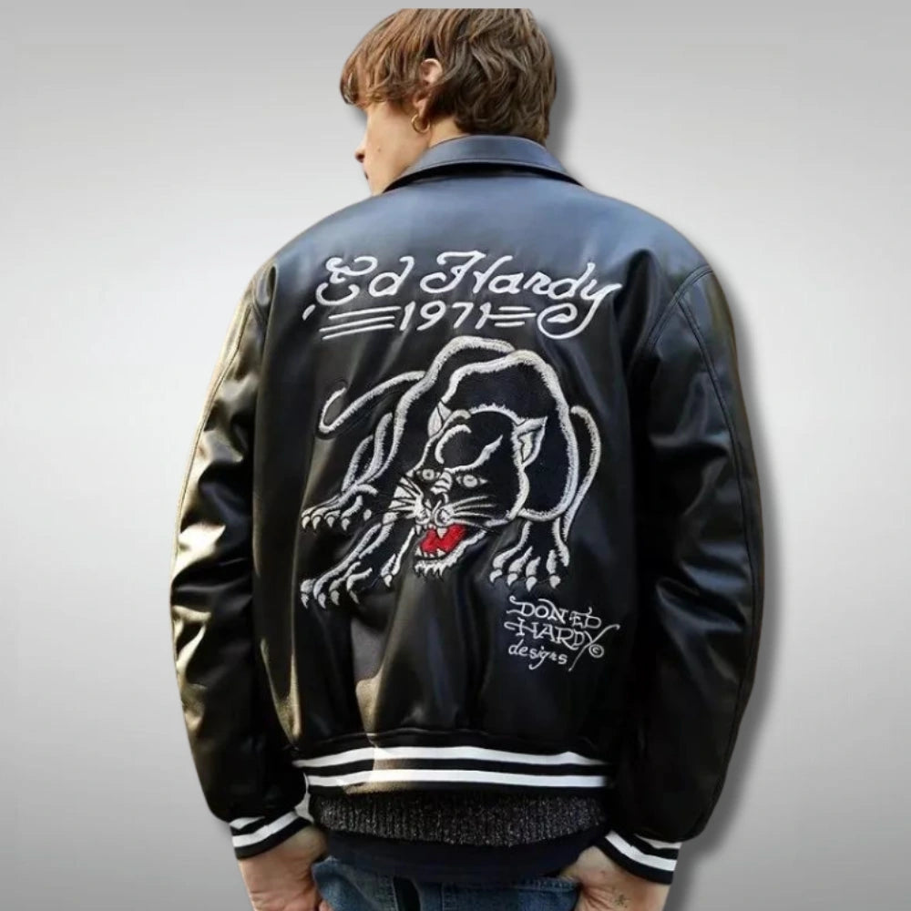 Ed Hardy Black Leather Jacket