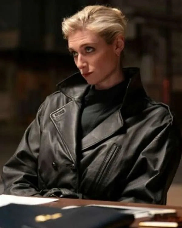 Elizabeth Debicki MaXXXine 2024 Leather Coat