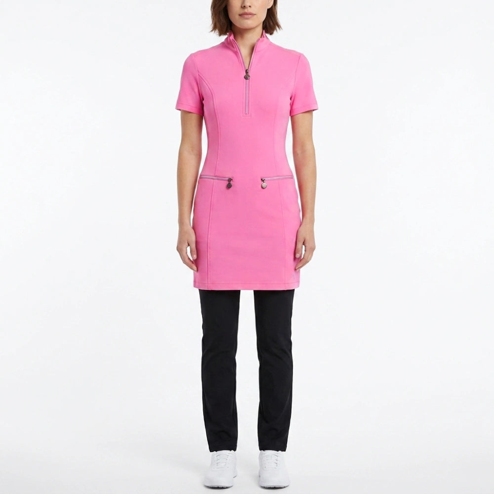 Elle 2026 Lexi Minetree Pink Zip Pocket Dress