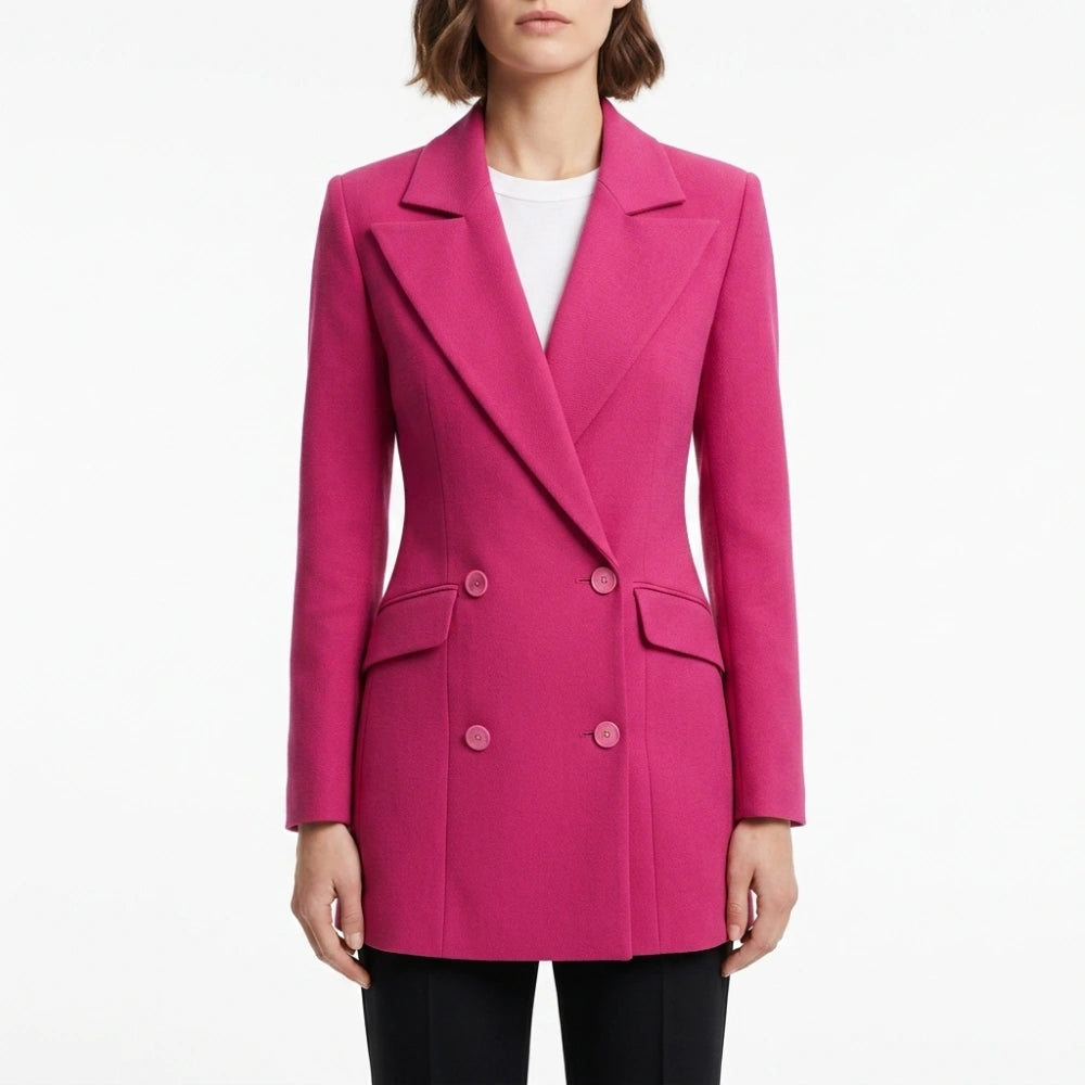 Elle Lexi Minetree Double-Breasted Pink Blazer
