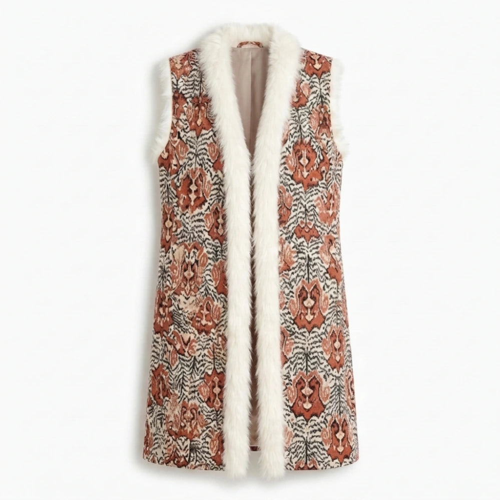 Emily In Paris S06 Lily Collins Jacquard Sleeveless Coat