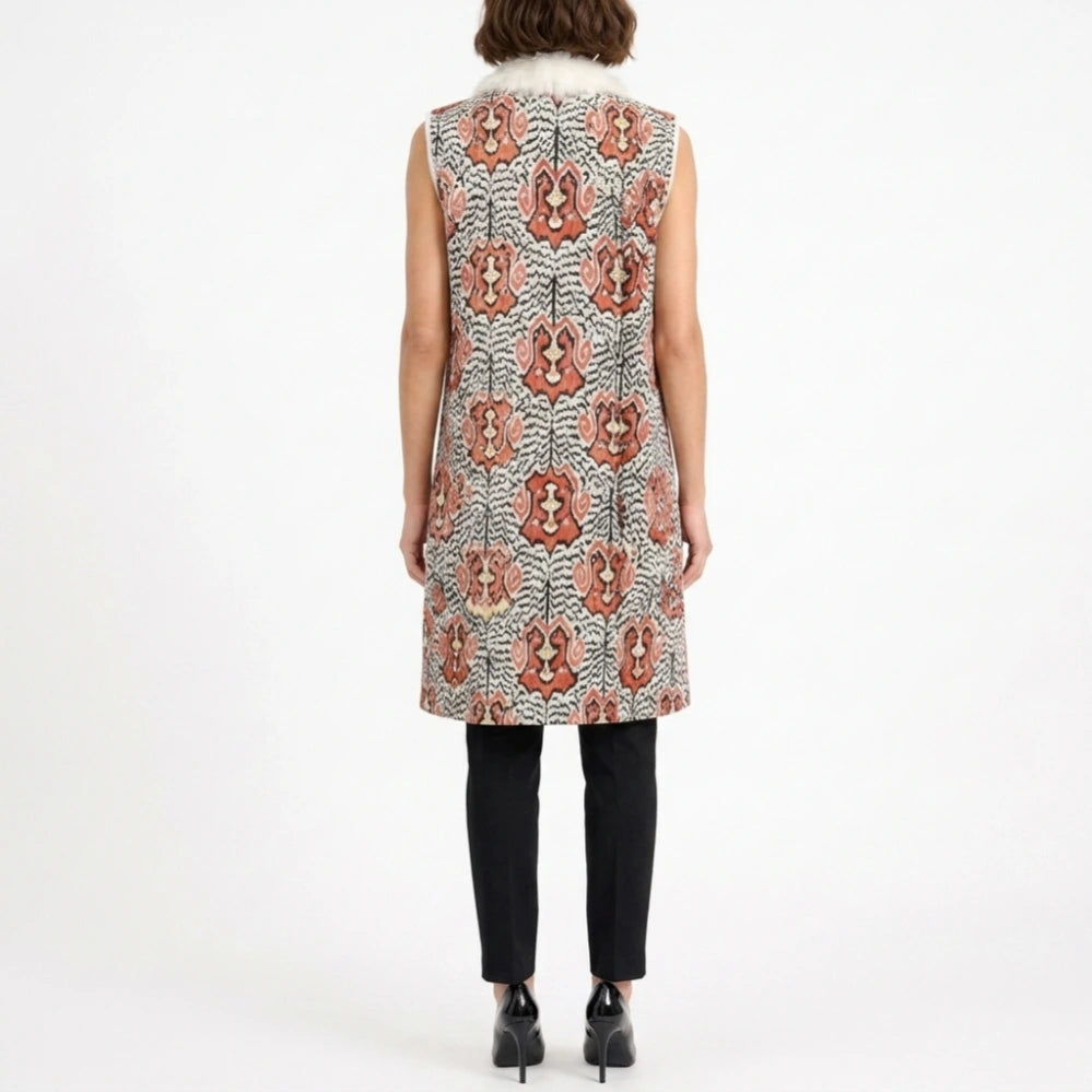 Emily In Paris S06 Lily Collins Jacquard Sleeveless Coat