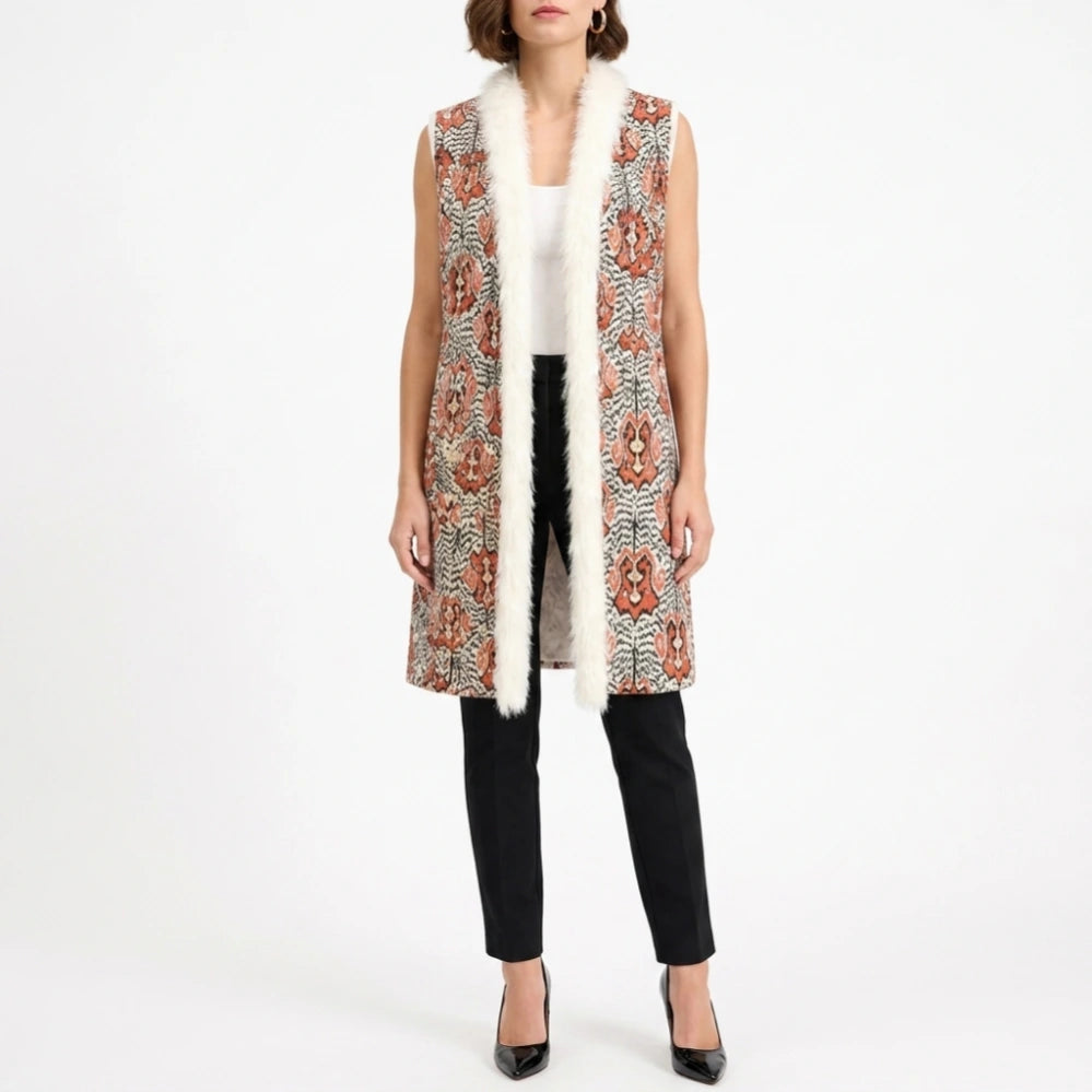 Emily In Paris S06 Lily Collins Jacquard Sleeveless Coat