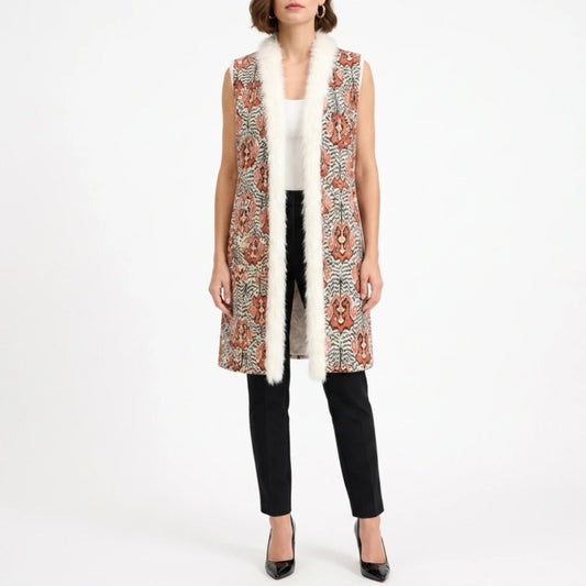 Emily In Paris S06 Lily Collins Jacquard Sleeveless Coat