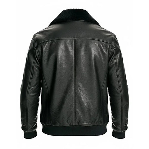 Fur Trimmed Black Bomber Jacket