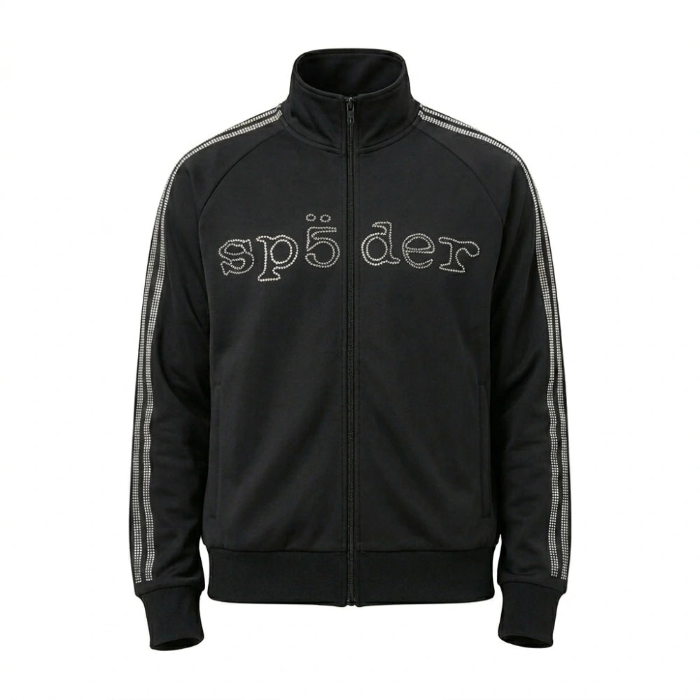 Sp5der Rhinestone Black Track Jacket