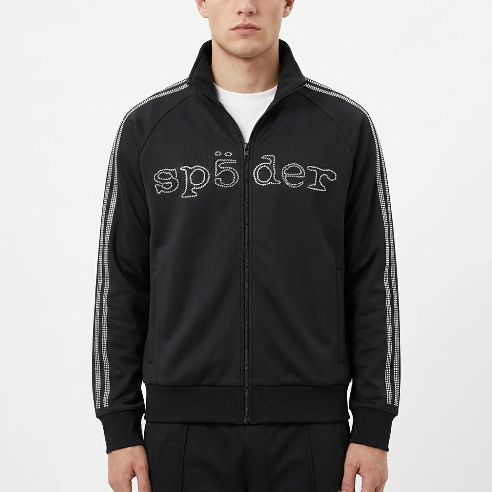 Sp5der Rhinestone Black Track Jacket
