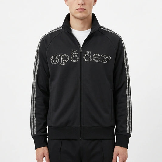 Sp5der Rhinestone Black Track Jacket