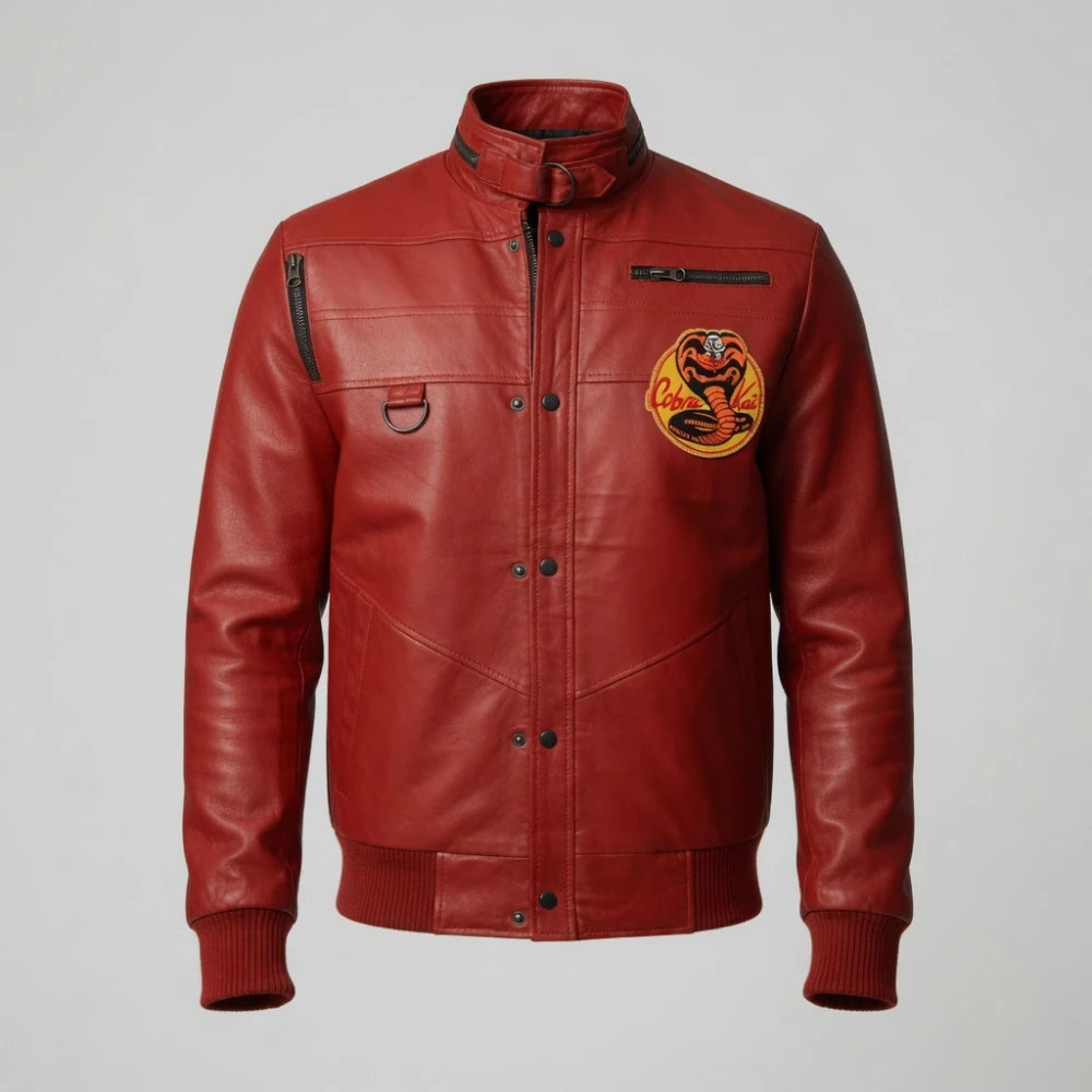Get Cobra Kai Red Biker Jacket