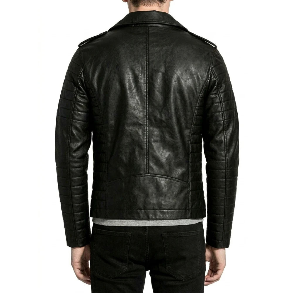 Get black sheepskin motorcycle jacket mens biker