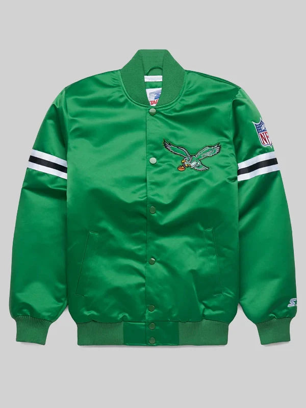 HOMAGE-X-Starter-Eagles-Heavyweight-Green-Satin-Jacket