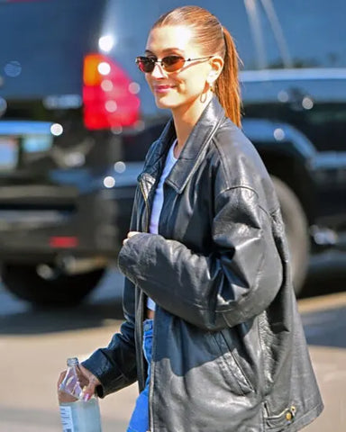 Hailey Bieber Oversized Black Jacket