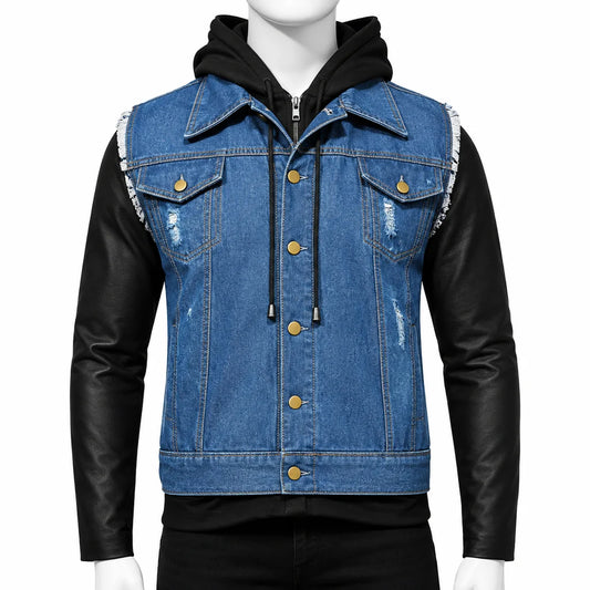 Men's Hooded Blue Denim Jacket