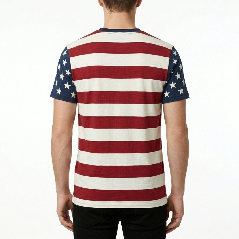 Independence Day 2026 USA Flag Striped T-Shirt
