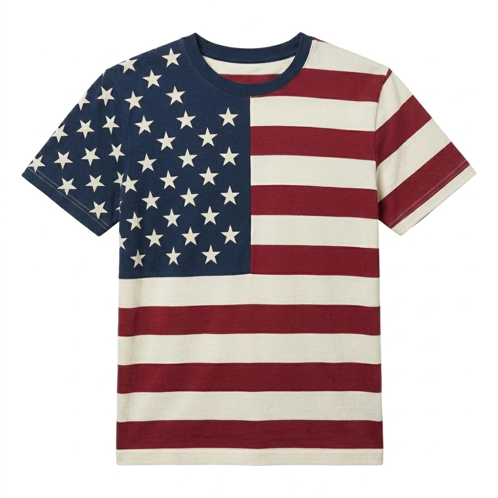 Independence Day 2026 USA Flag Striped T-Shirt