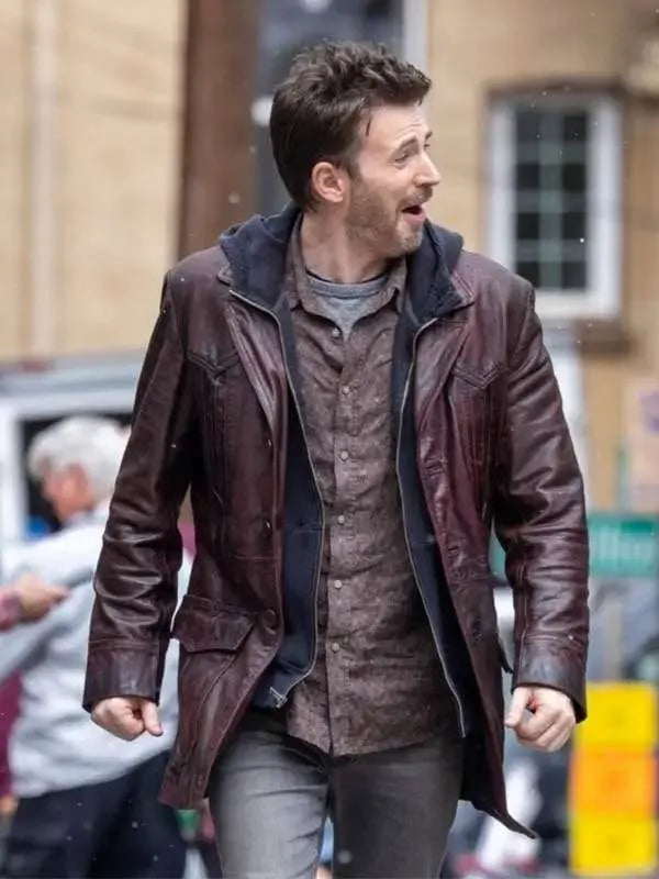 Chris Evans Red One Brown Leather Jacket