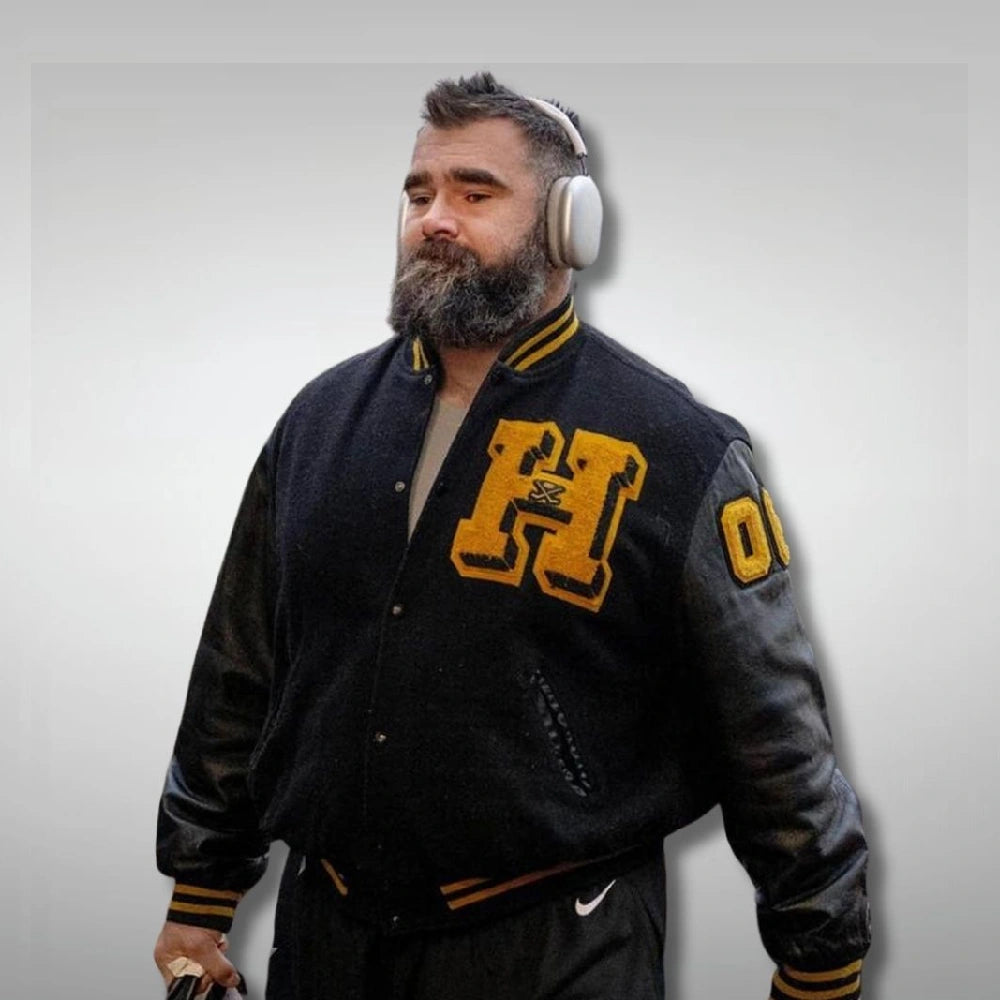 Jason Kelce Black Varsity Jacket