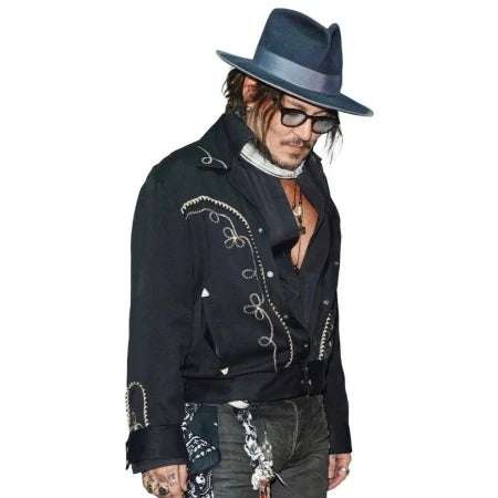 Johnny Depp Black Embroidered Western Jacket