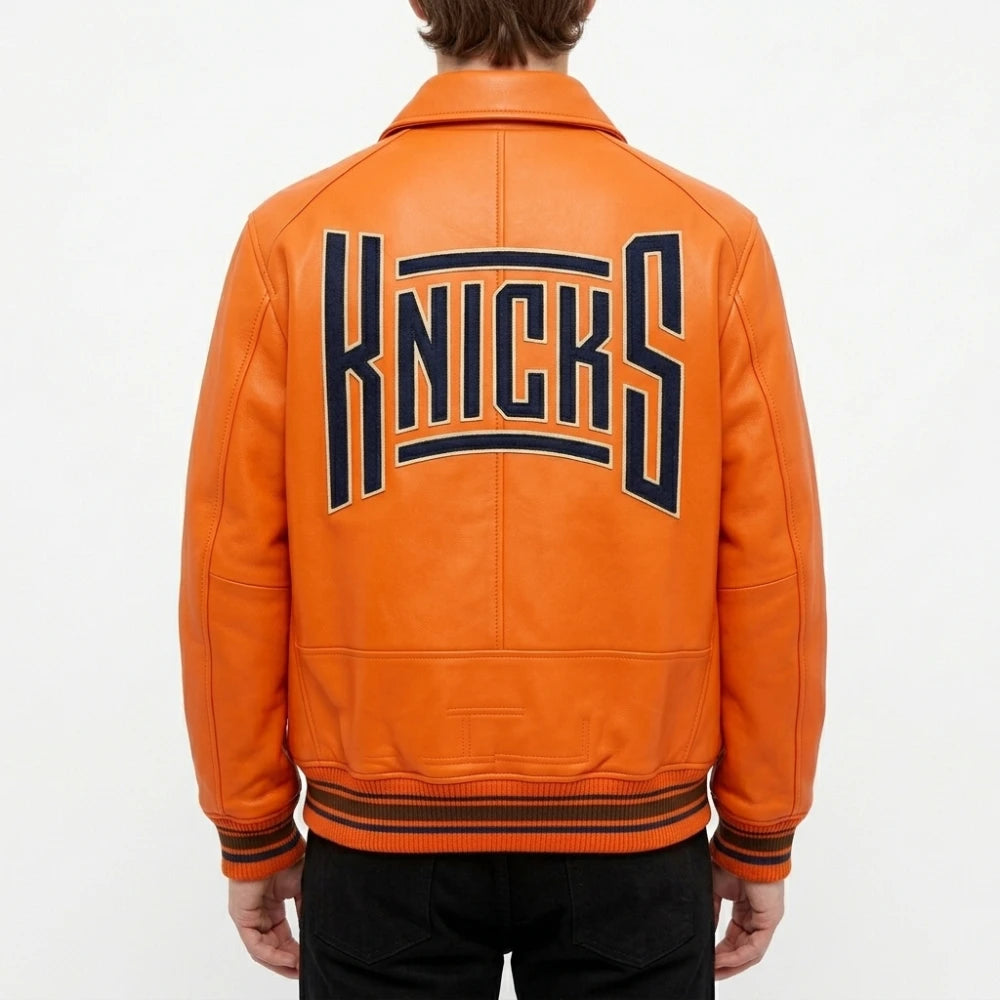 Josh Hart Knicks New York Orange Leather Jacket