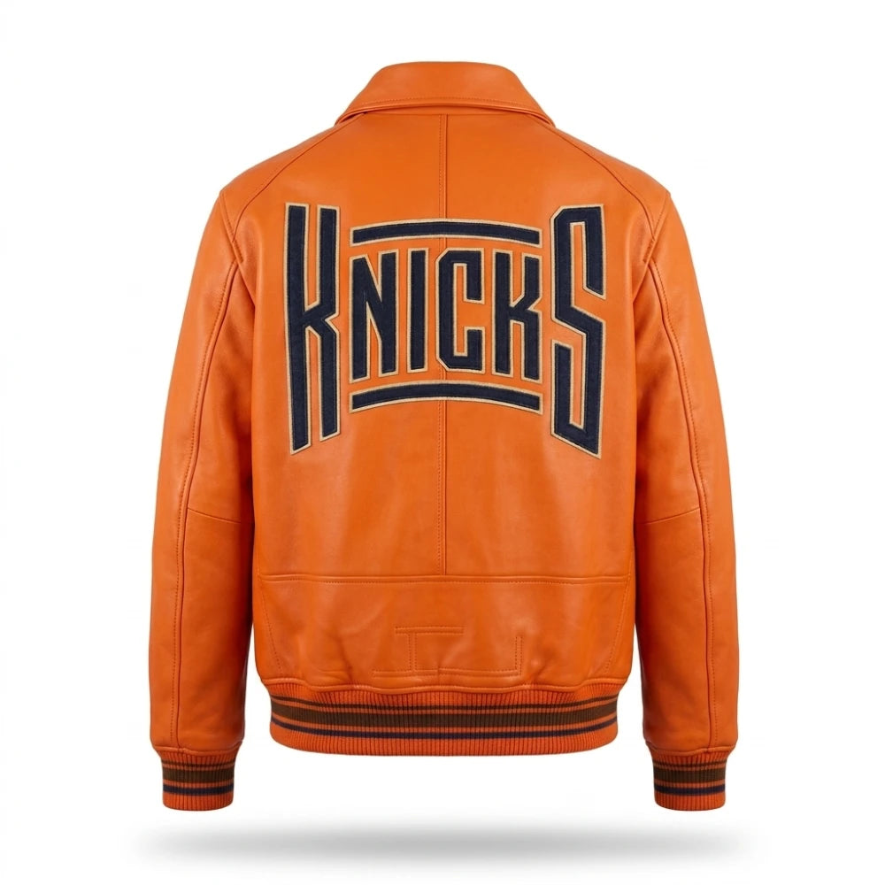 Josh Hart Knicks New York Orange Leather Jacket