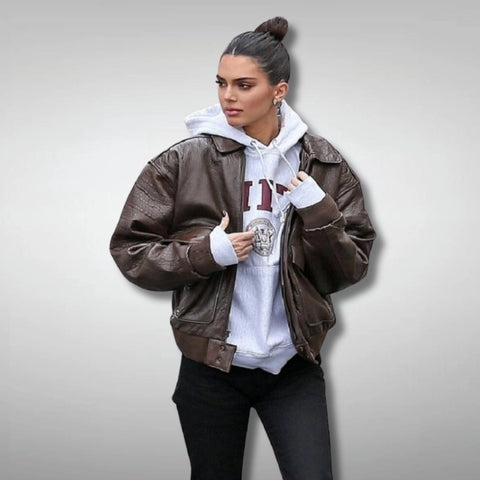 Kendall Jenner bomber Leather jacket