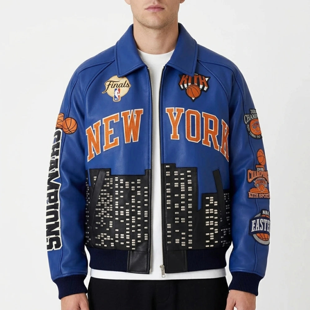 Kith New York Knicks 2026 Champions Leather Jacket for Sale