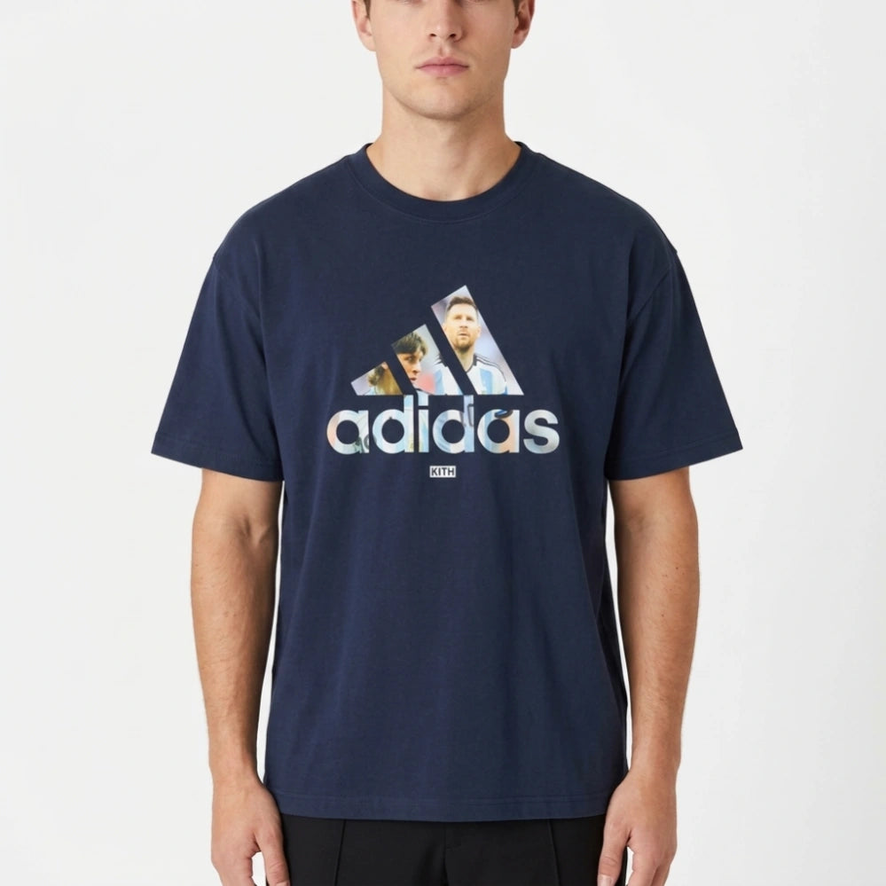 Kith x Messi Adidas Football Graphic Navy Tee