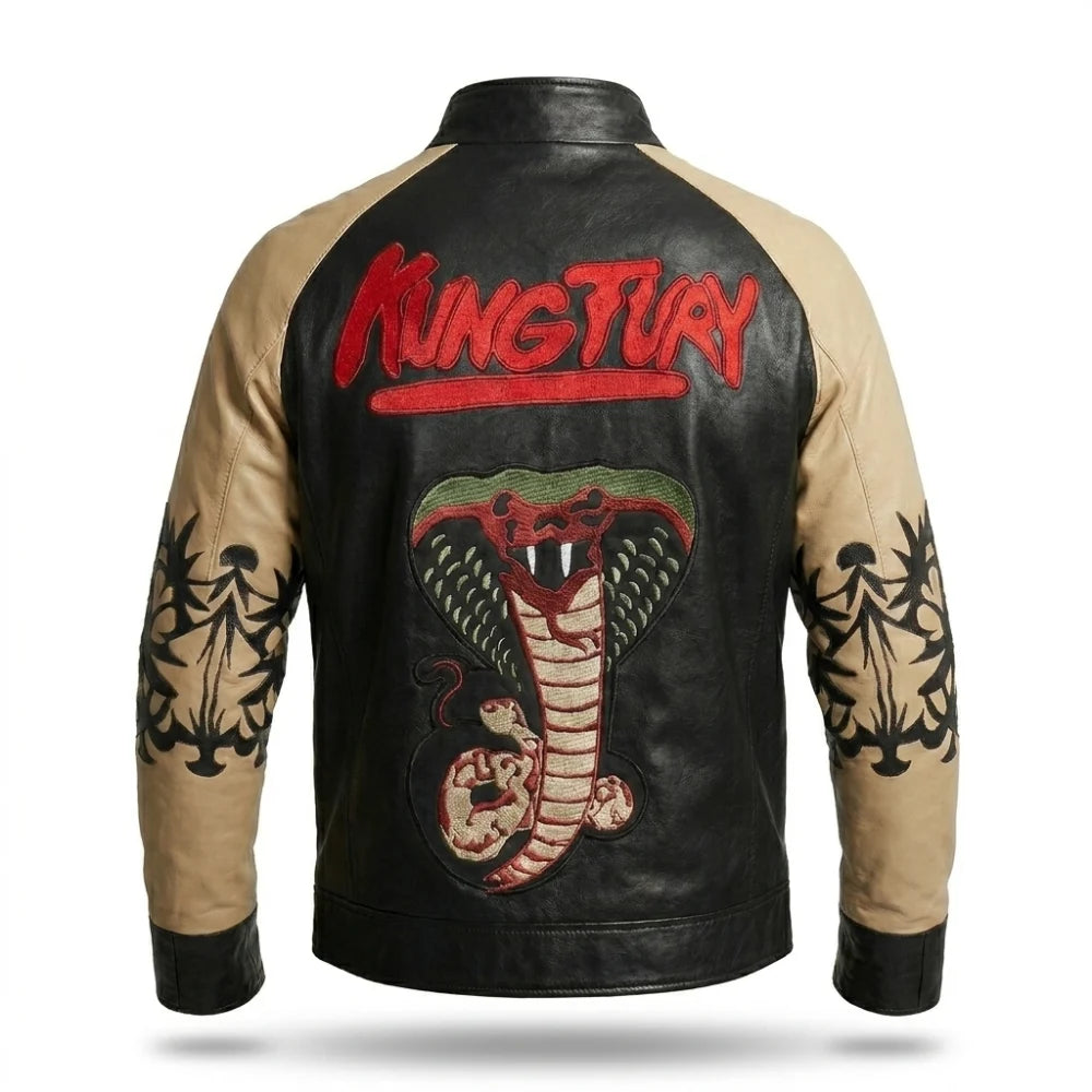Kung Fury Cobra Bomber Leather Jacket