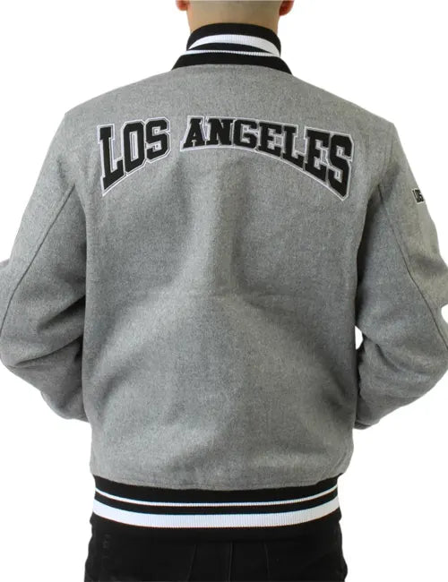 LA Kings Gray Wool Varsity Bomber Jacket