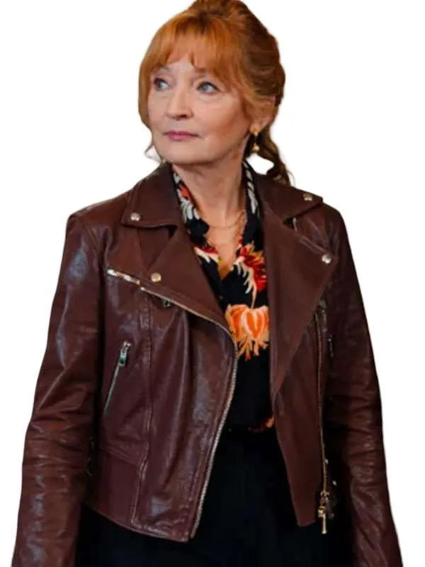 Marble Hall Murders inspired brown leather jacket with viscose lining