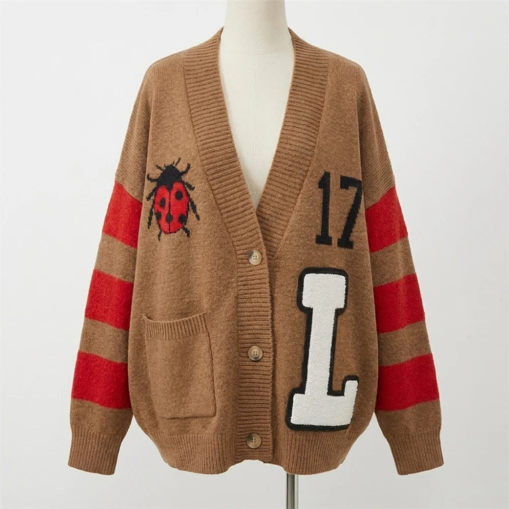 Survival of the Thickest S3 Mavis Beaumont Ladybug Print Cardigan