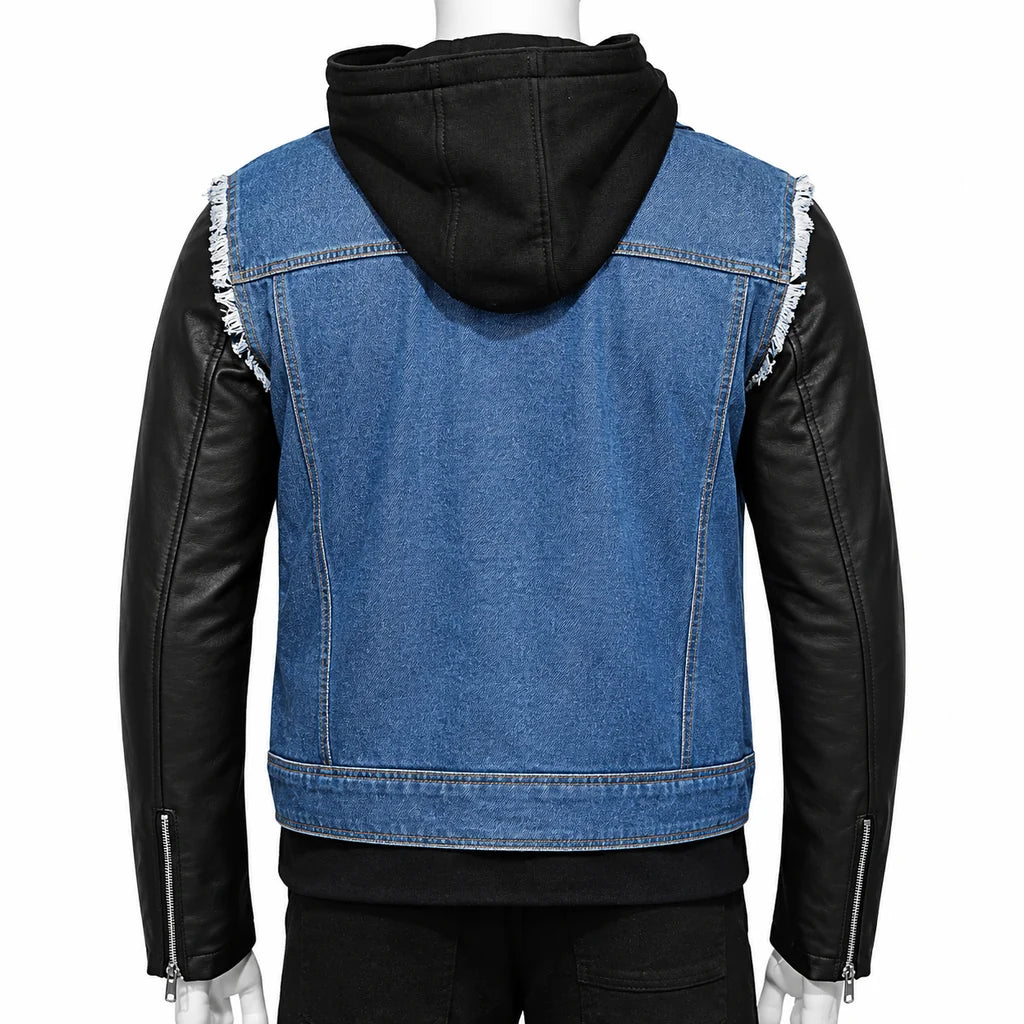 Men's Hooded Blue Denim Jacket