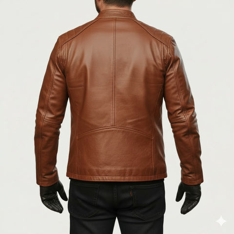 Men’s Cafe Racer Brown Leather Jacket